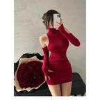 Sleeveless Mini Dress: High Neck Lace-Up - All Dresses - 11