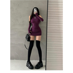 Sleeveless Mini Dress: High Neck Lace-Up - All Dresses - 17