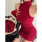 Sleeveless Mini Dress: High Neck Lace-Up - All Dresses - 2