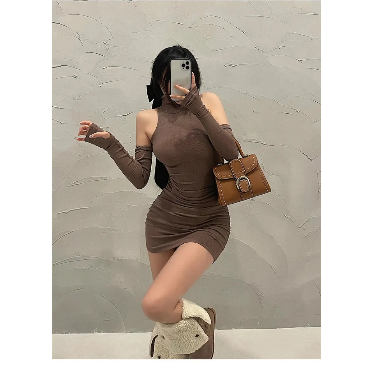 Sleeveless Mini Dress: High Neck Lace-Up - All Dresses - 21