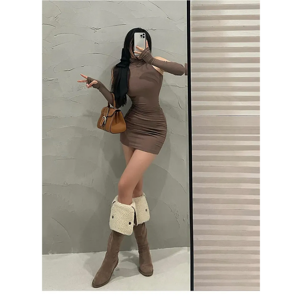 Sleeveless Mini Dress: High Neck Lace-Up - All Dresses - 22