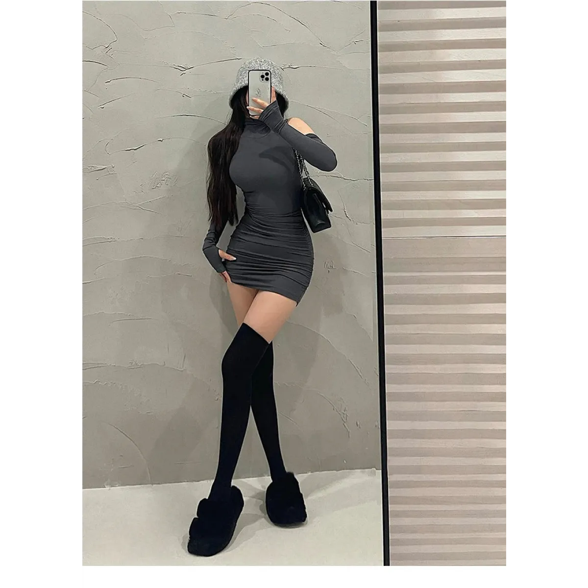 Sleeveless Mini Dress: High Neck Lace-Up - All Dresses - 28