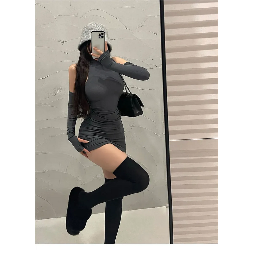 Sleeveless Mini Dress: High Neck Lace-Up - All Dresses - 29