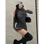 Sleeveless Mini Dress: High Neck Lace-Up - All Dresses - 5