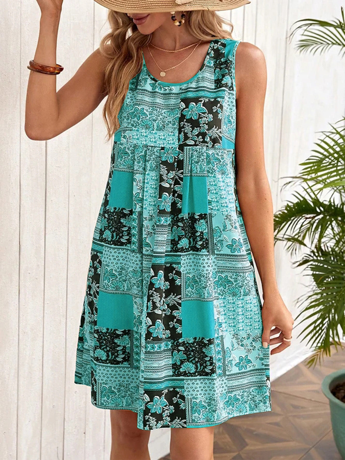 Printed Sleeveless Mini Dress - Green / S - All Dresses - Dresses - 8 - 2024