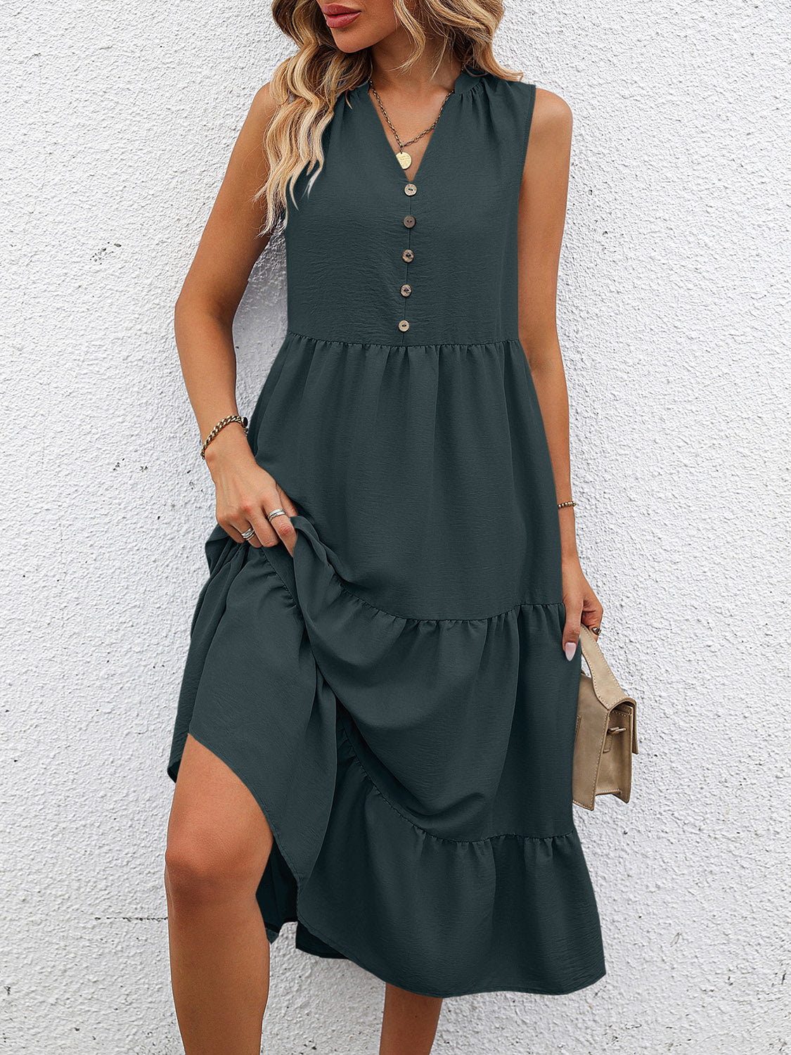 V-Neck Sleeveless Tiered Dress - All Dresses - Dresses - 4 - 2024