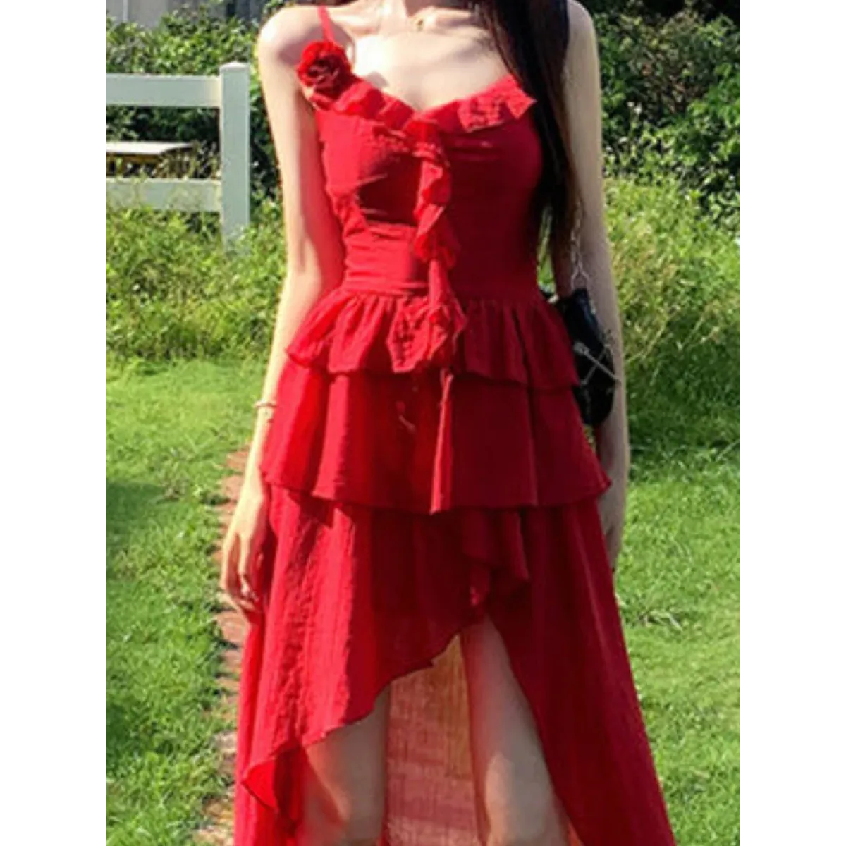 3D Flower Ruffle Irregular Hem Harajuku Dress - All Dresses - Dress - 5