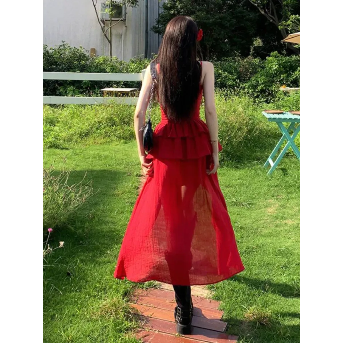 3D Flower Ruffle Irregular Hem Harajuku Dress - All Dresses - Dress - 4