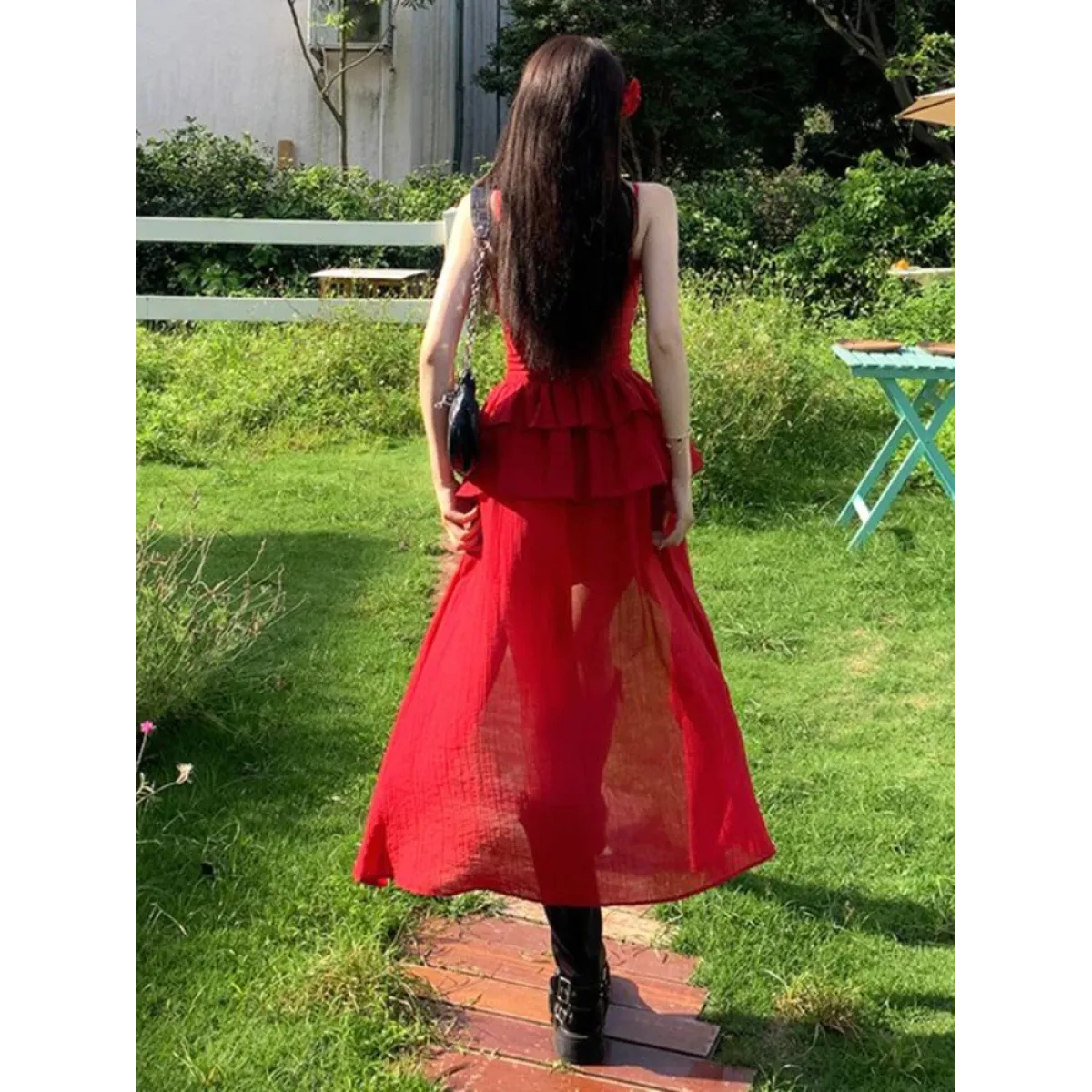 3D Flower Ruffle Irregular Hem Harajuku Dress - All Dresses - Dress - 6