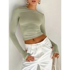Harajuku Slim Fit Long Sleeve Crop Top - Women’s Clothing & Accessories - Tops - 1