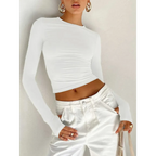 Harajuku Slim Fit Long Sleeve Crop Top - Women’s Clothing & Accessories - Tops - 11