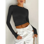 Harajuku Slim Fit Long Sleeve Crop Top - Women’s Clothing & Accessories - Tops - 12