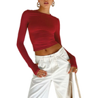 Harajuku Slim Fit Long Sleeve Crop Top - Women’s Clothing & Accessories - Tops - 14