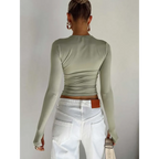 Harajuku Slim Fit Long Sleeve Crop Top - Women’s Clothing & Accessories - Tops - 2