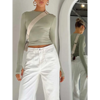 Harajuku Slim Fit Long Sleeve Crop Top - Women’s Clothing & Accessories - Tops - 3