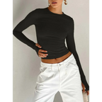 Harajuku Slim Fit Long Sleeve Crop Top - Women’s Clothing & Accessories - Tops - 5