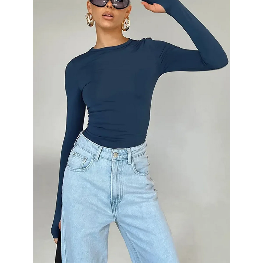 Harajuku Slim Fit Long Sleeve Crop Top - Women’s Clothing & Accessories - Tops - 6