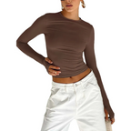 Harajuku Slim Fit Long Sleeve Crop Top - Women’s Clothing & Accessories - Tops - 8