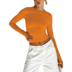 Harajuku Slim Fit Long Sleeve Crop Top - Women’s Clothing & Accessories - Tops - 9