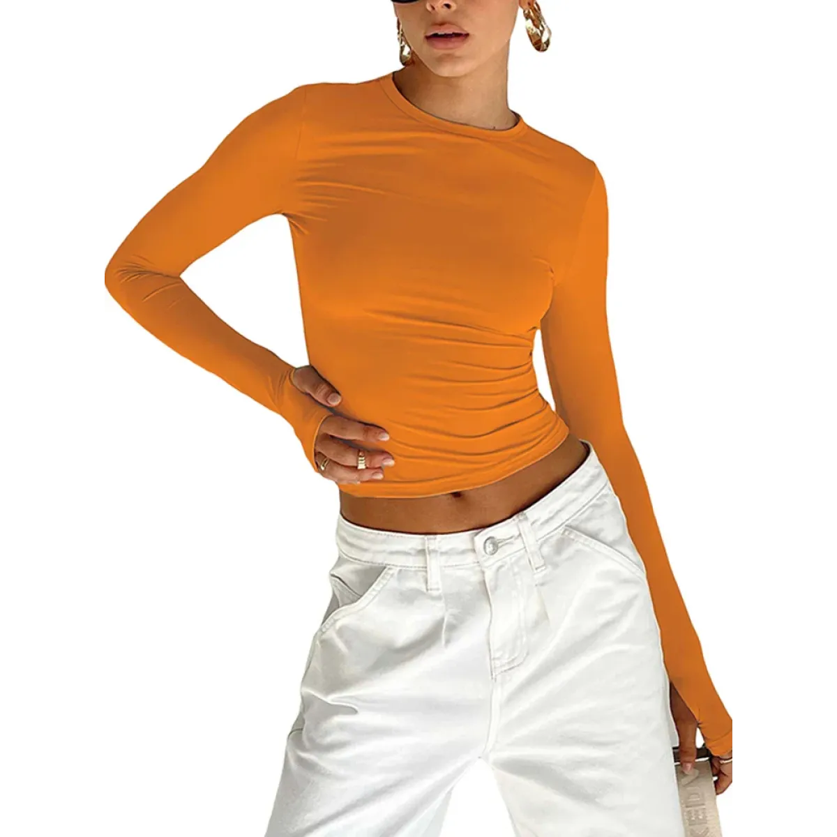 Harajuku Slim Fit Long Sleeve Crop Top - Women’s Clothing & Accessories - Tops - 9