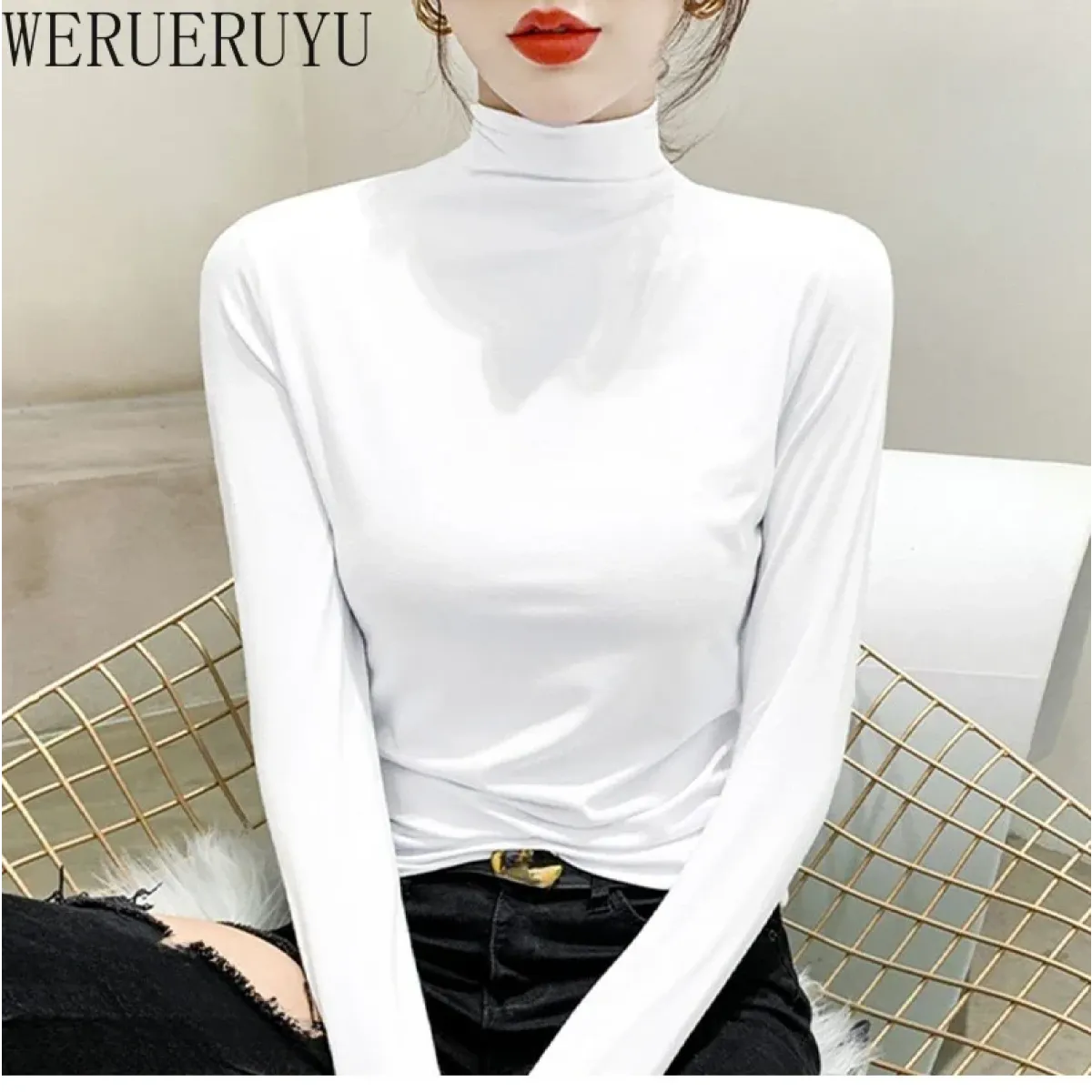 Modal Slim Turtleneck Long Sleeve Tee - T-Shirts - T-Shirt - 2