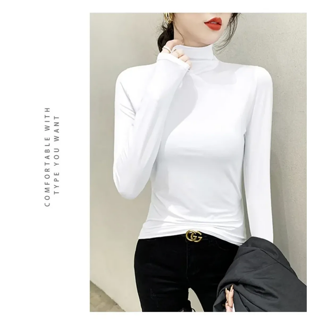 Modal Slim Turtleneck Long Sleeve Tee - T-Shirts - T-Shirt - 3