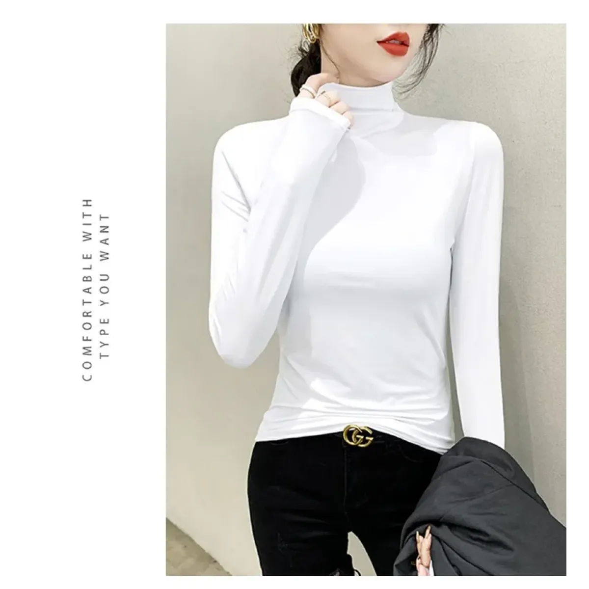 Modal Slim Turtleneck Long Sleeve Tee - T-Shirts - T-Shirt - 3