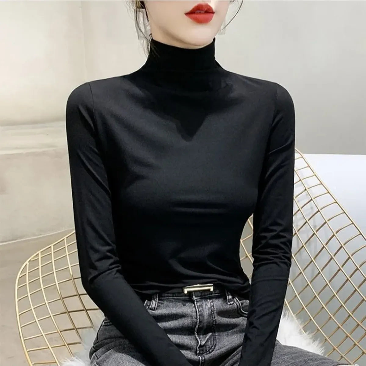 Modal Slim Turtleneck Long Sleeve Tee - T-Shirts - T-Shirt - 4