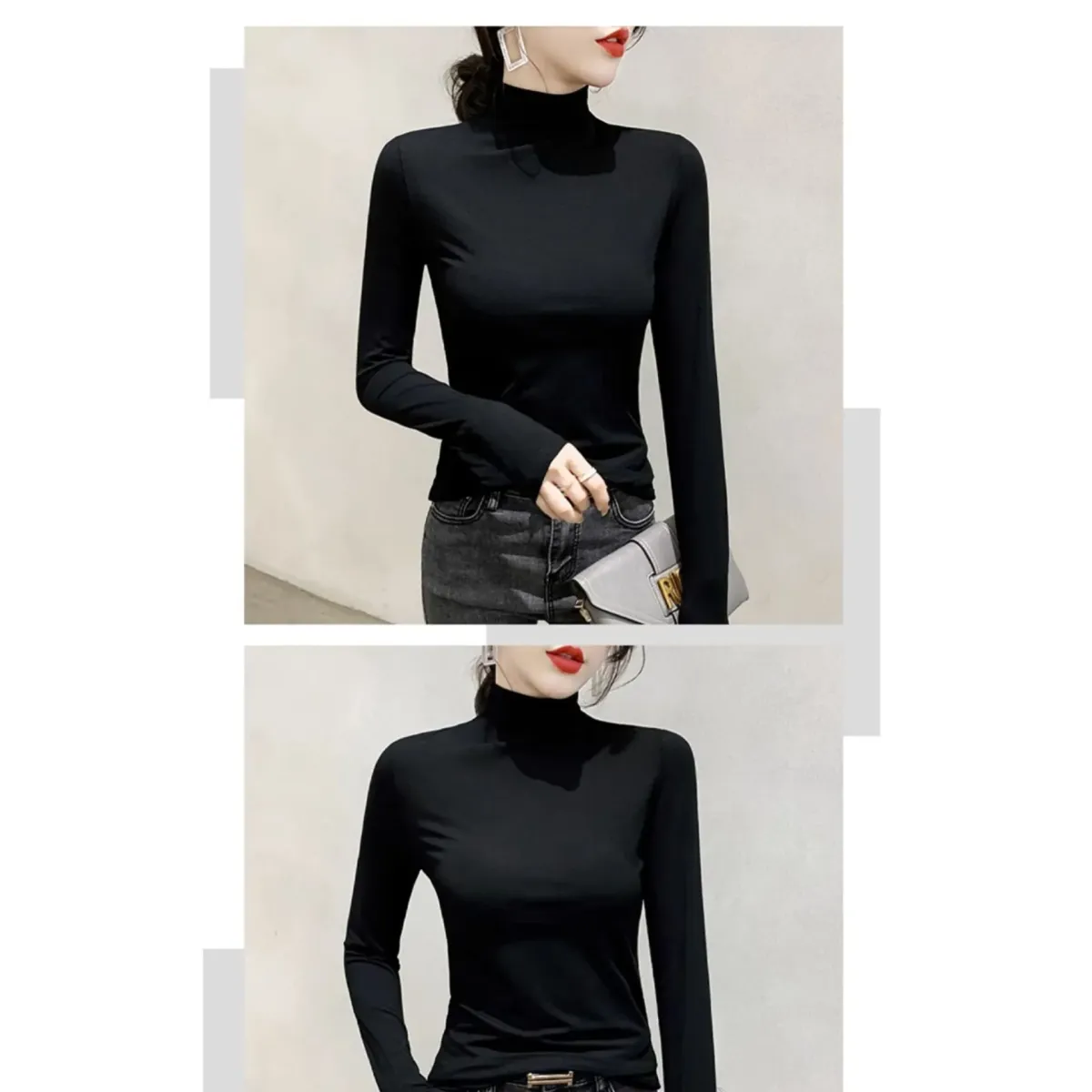 Modal Slim Turtleneck Long Sleeve Tee - T-Shirts - T-Shirt - 5