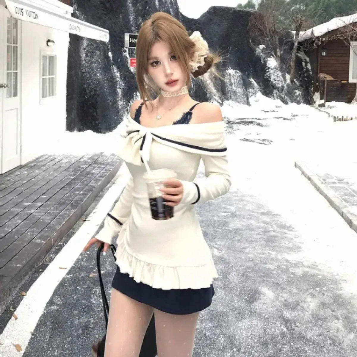 Sweet Off Shoulder Ruffle Mini Dress - All Dresses - Dresses - 3