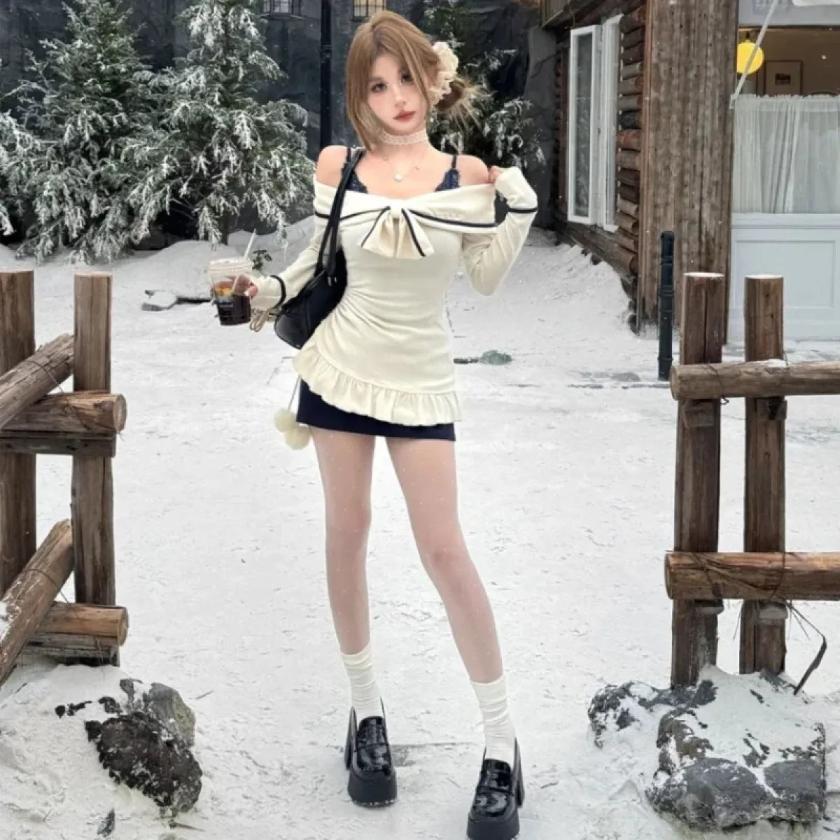 Sweet Off Shoulder Ruffle Mini Dress - All Dresses - Dresses - 5