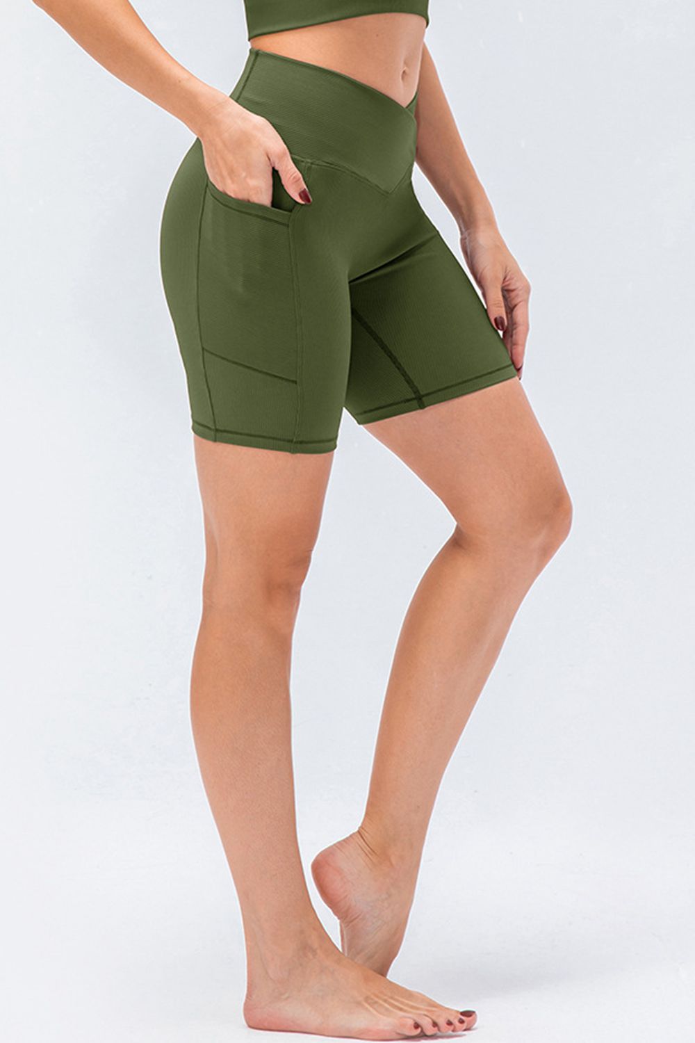 Slim Fit V-Waistband Sports Shorts - Green / 2 - Women’s Clothing & Accessories - Shorts - 10 - 2024