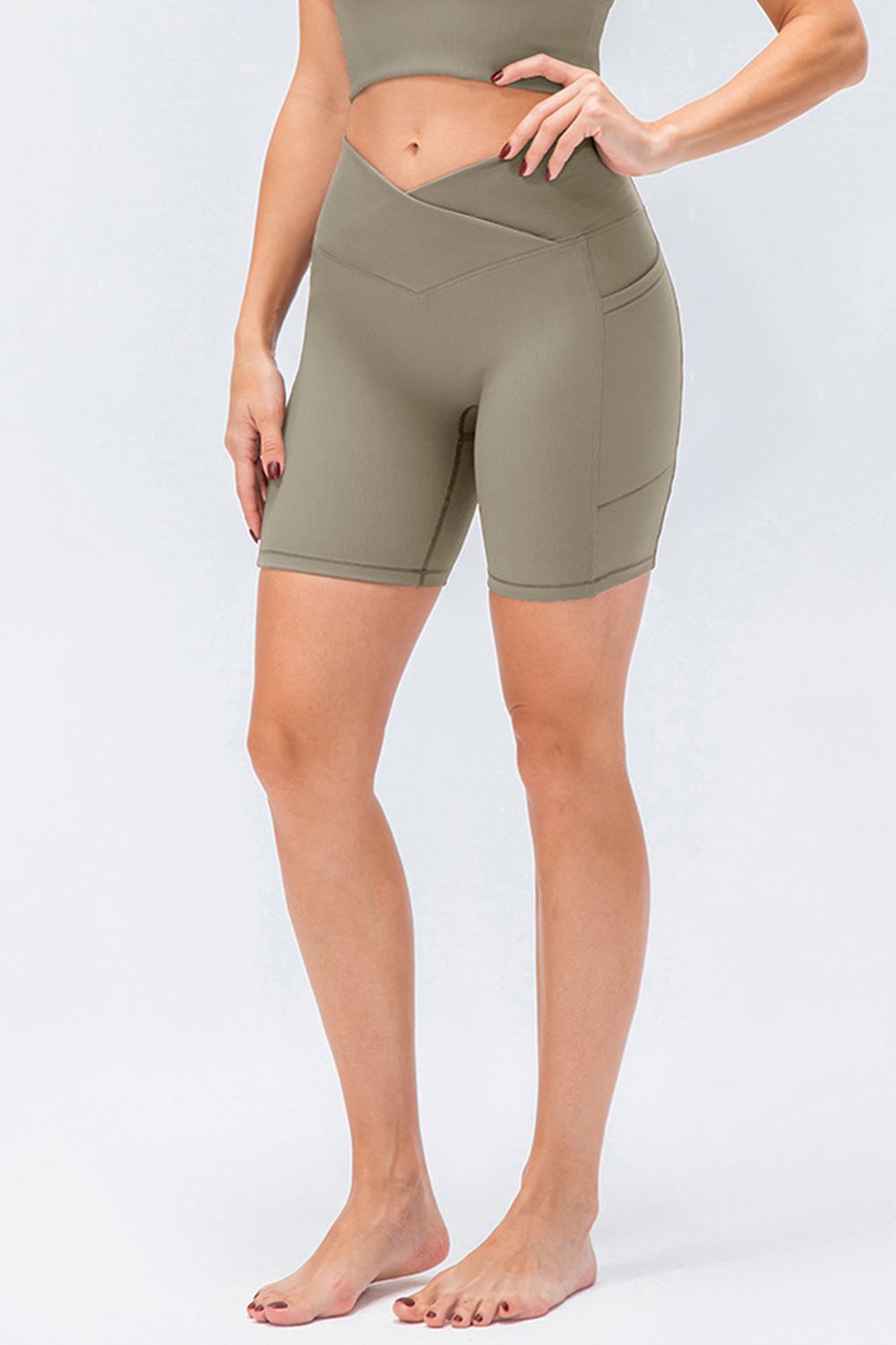 Slim Fit V-Waistband Sports Shorts - Light Green / 2 - Women’s Clothing & Accessories - Shorts - 22 - 2024