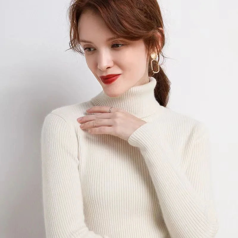 Slim Knit Turtleneck Sweater - Winter Pullover Jumper - White / One Size - Sweaters - Sweaters - 2024 - 10 - Worldwide