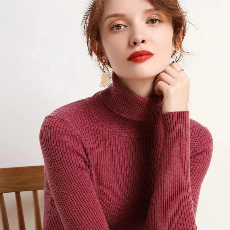 Slim Knit Turtleneck Sweater - Winter Pullover Jumper - Dark Red / One Size - Sweaters - Sweaters - 2024 - 6