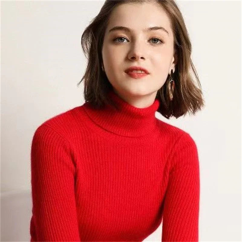 Slim Knit Turtleneck Sweater - Winter Pullover Jumper - Red / One Size - Sweaters - Sweaters - 2024 - 8 - Worldwide