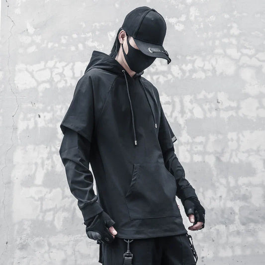 Harajuku Slim Techwear Hoodie with Fake Layer Detail - Hoodies & Sweatshirts - Coats & Jackets - 2 - 2024