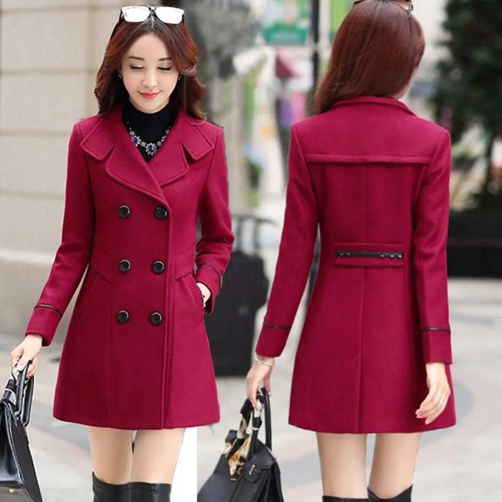 Korean Slim Wool Coats - Women’s Clothing & Accessories - 1