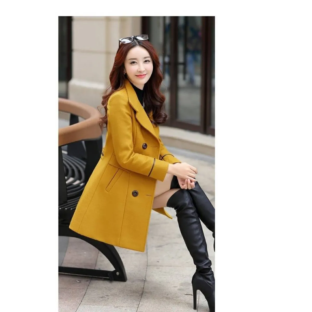 Korean Slim Wool Coats - Women’s Clothing & Accessories - 12