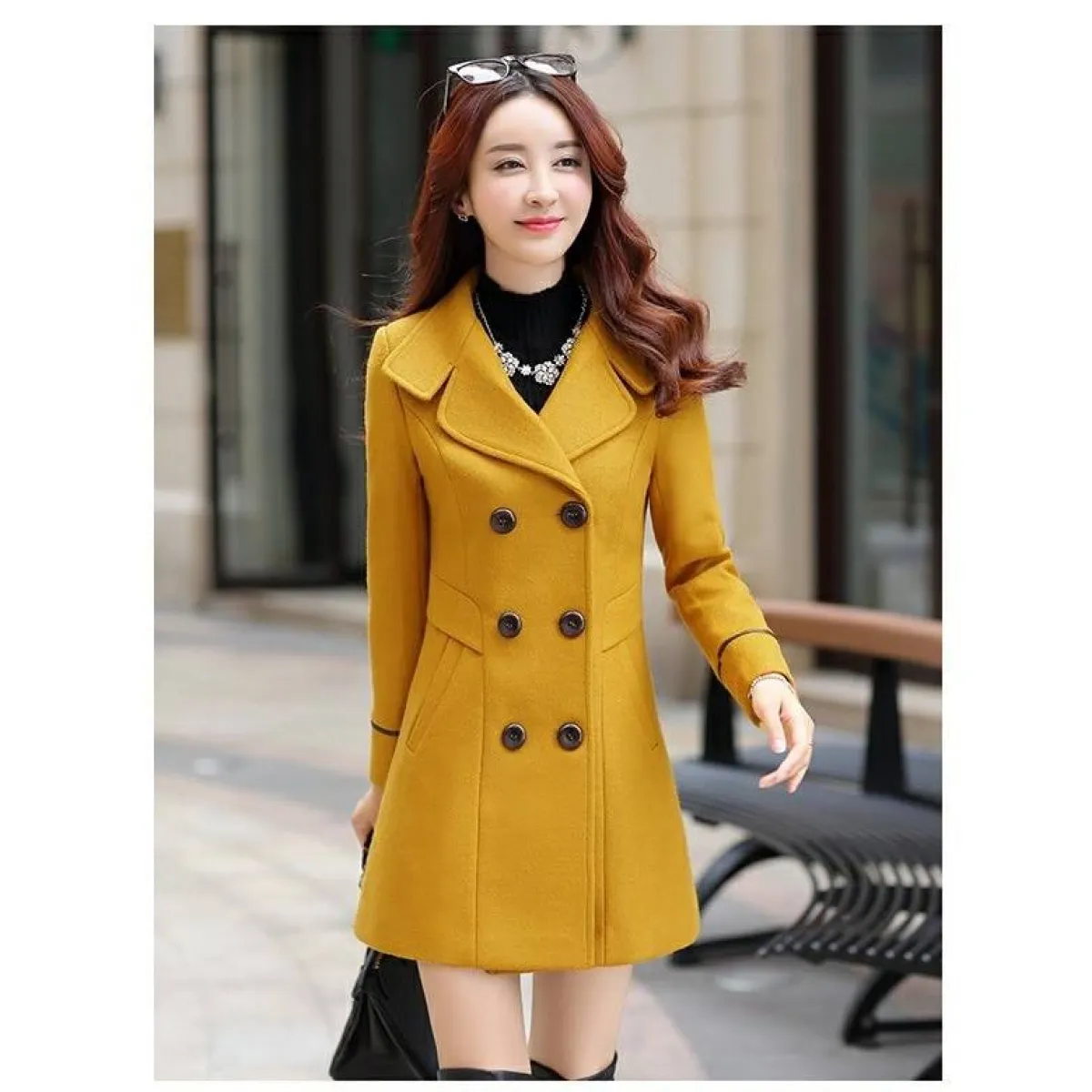 Korean Slim Wool Coats - Women’s Clothing & Accessories - 13