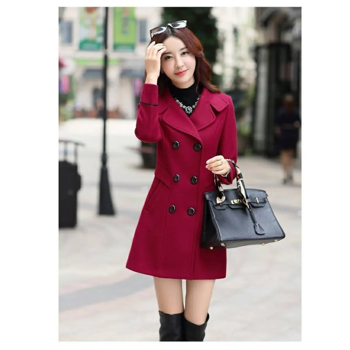 Korean Slim Wool Coats - Women’s Clothing & Accessories - 17