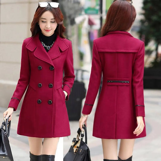Korean Slim Wool Coats - Women’s Clothing & Accessories - 2