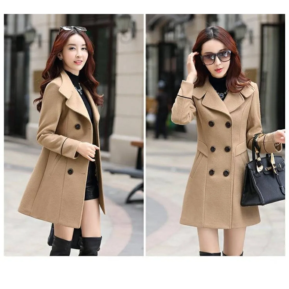 Korean Slim Wool Coats - Women’s Clothing & Accessories - 20