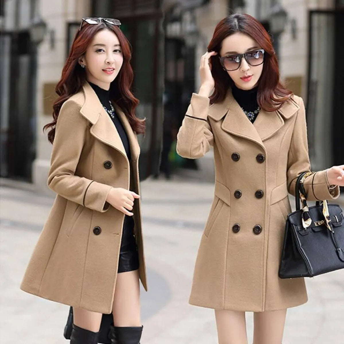 Korean Slim Wool Coats - Women’s Clothing & Accessories - 25