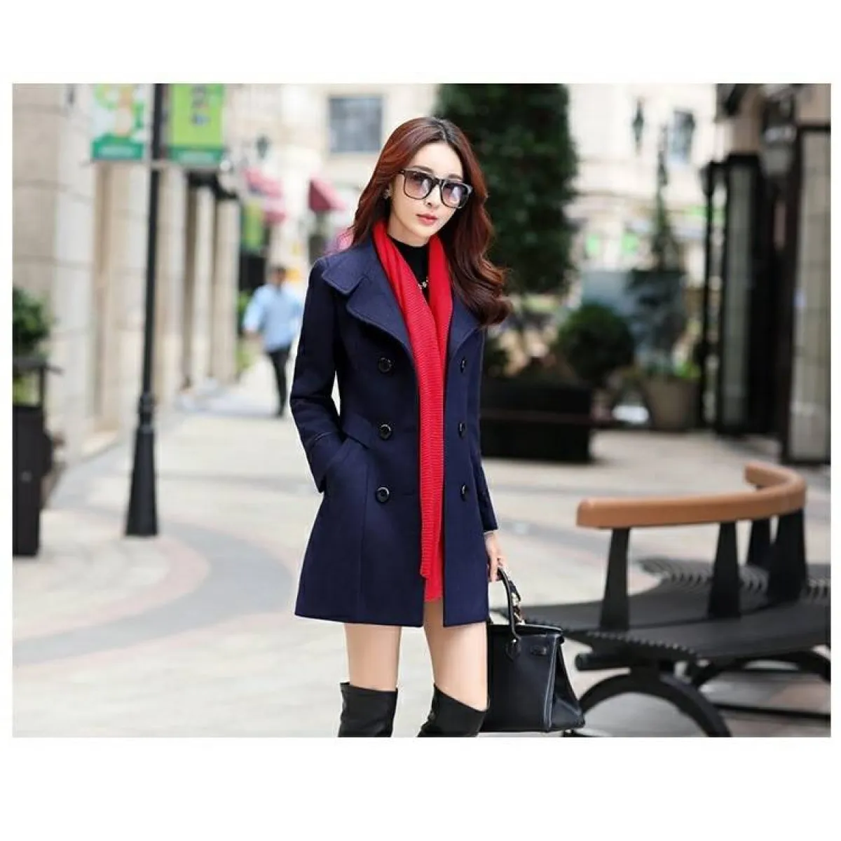 Korean Slim Wool Coats - Women’s Clothing & Accessories - 6