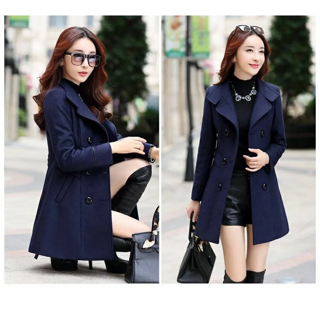 Korean Slim Wool Coats - Women’s Clothing & Accessories - 9