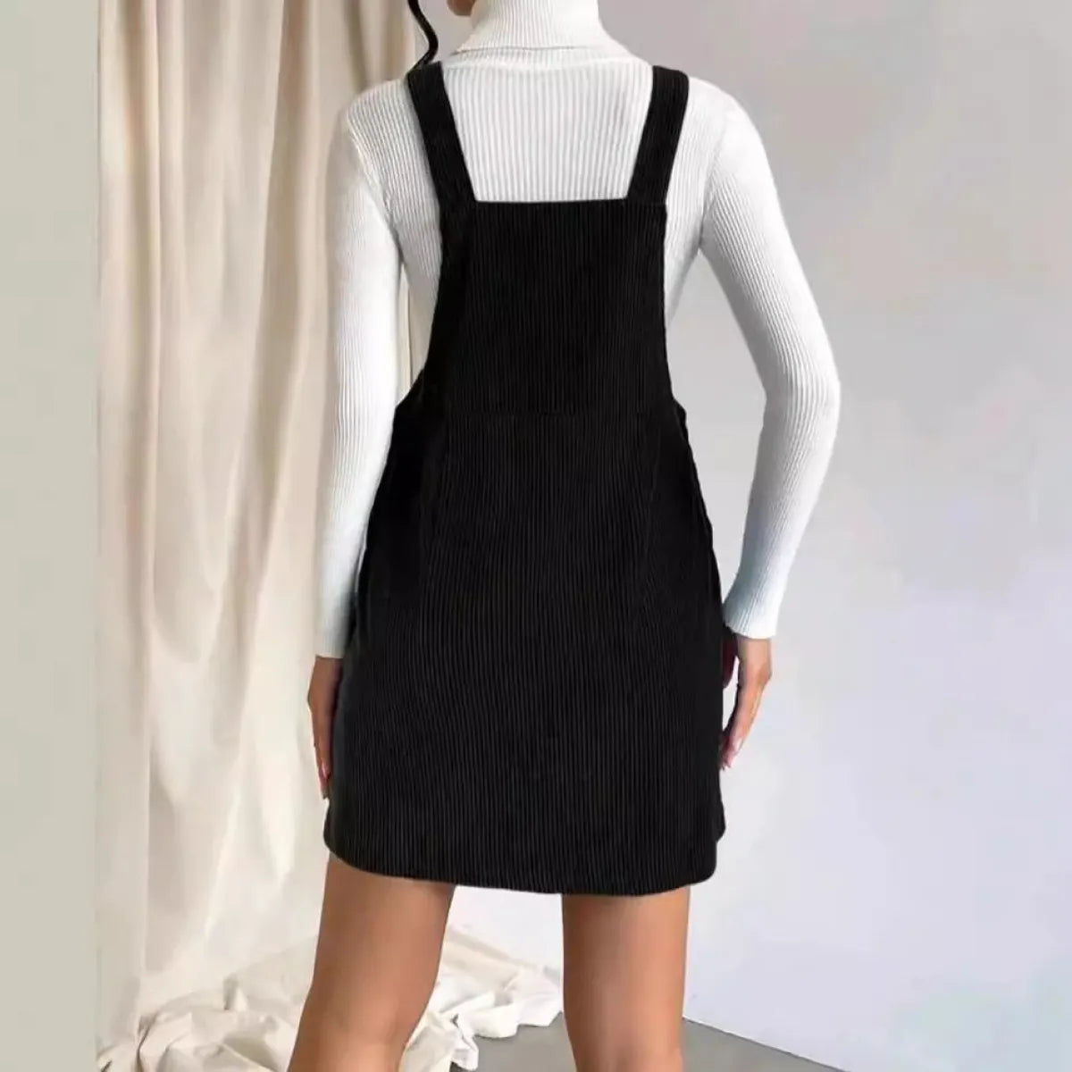 Corduroy A-Line Sleeveless Slip Dress - All Dresses - 4