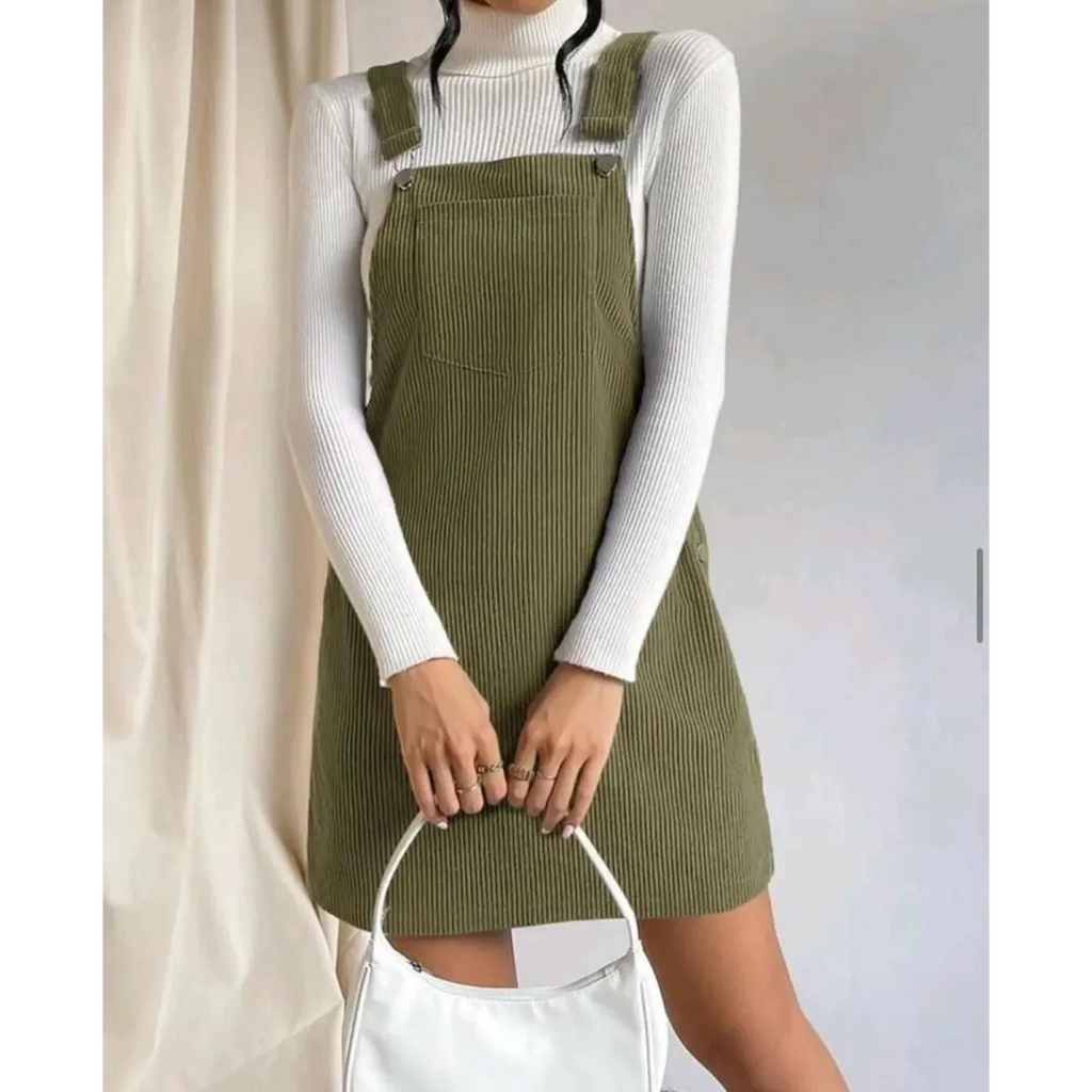 Corduroy A-Line Sleeveless Slip Dress - All Dresses - 6