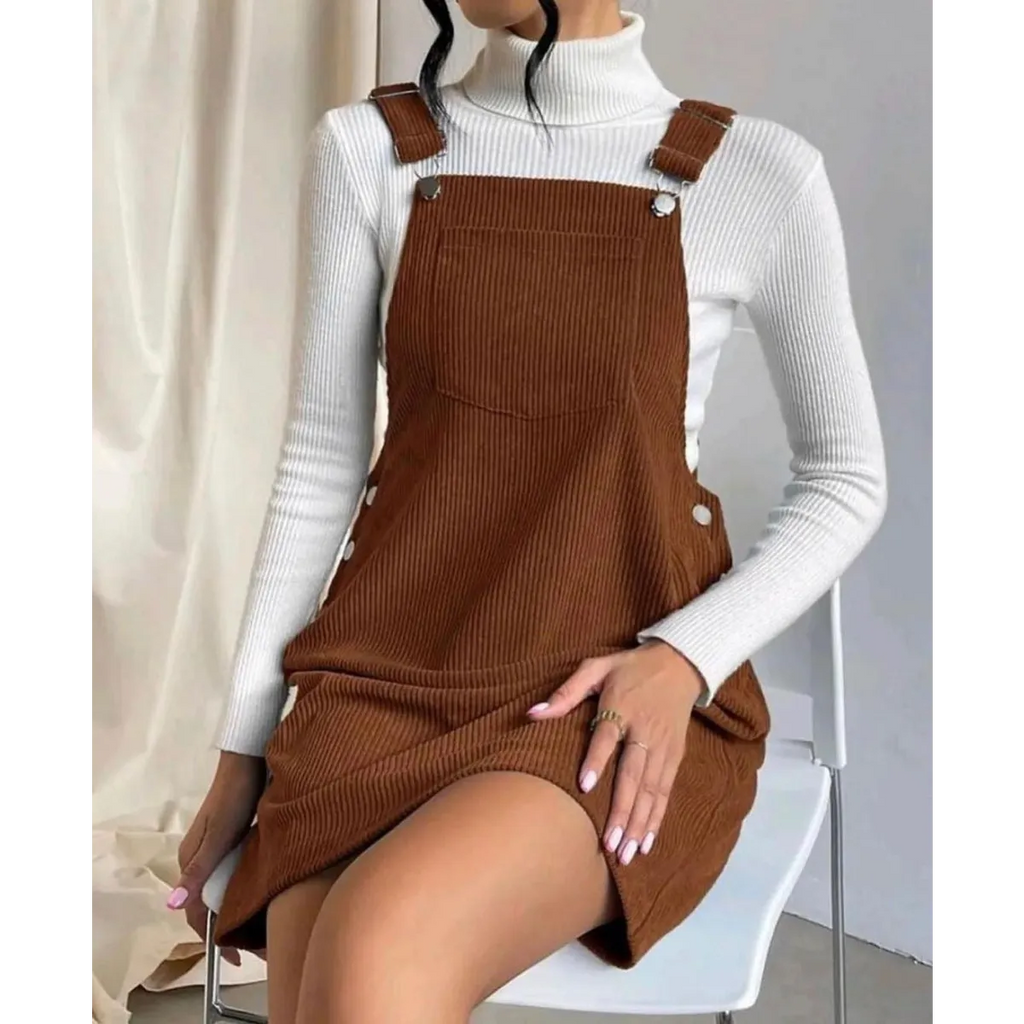 Corduroy A-Line Sleeveless Slip Dress - All Dresses - 7