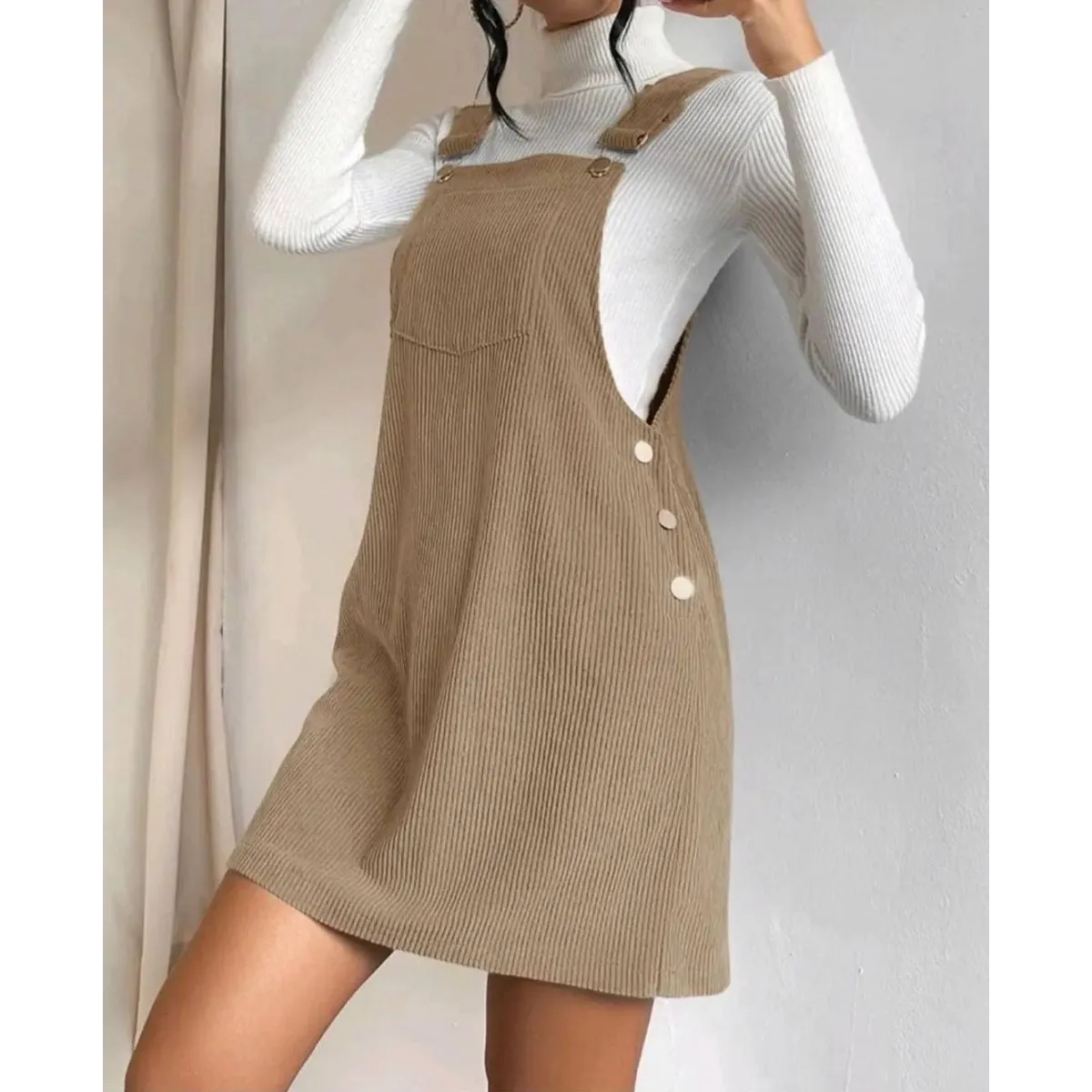 Corduroy A-Line Sleeveless Slip Dress - All Dresses - 8